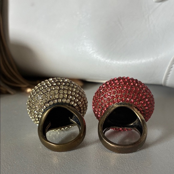 Red and Gold Rhinestone Dome Rings - Picture 2 of 5